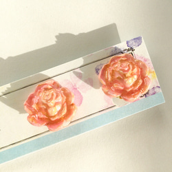 お花のアンティークイヤリング◇ バラ(薄ピンク) ◇陶器風◇クレイアート 2枚目の画像