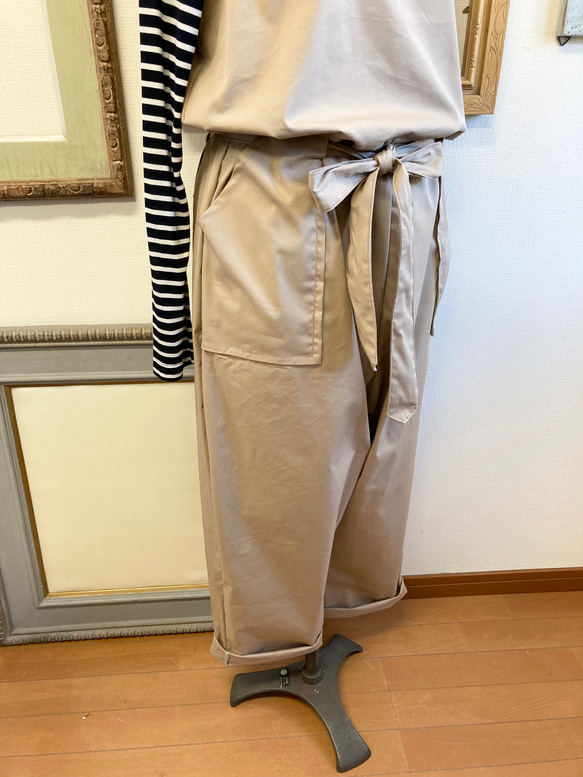 特價 Easy 背帶褲❤️無袖 sarouel 背帶褲 米色 (尺碼 L~LL) 第14張的照片