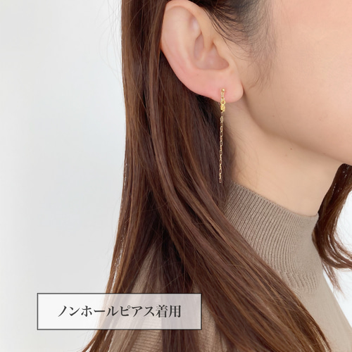 【国内即発】≪Ettika≫キュービックジルコニア チェーン ピアス キュービックジルコニアハート×ペタルチェーンピアス/イヤリング