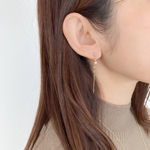☆STONE HENgE☆ハート キュービック ピアス 925 Silver]ハート キュービック ワンタッチ リングピアス (両耳