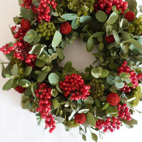 ドライフラワー　クリスマスリース　ユーカリ　無料ラッピング　プレゼント ドライフラワークリスマスリースユーカリ無料ラッピングプレゼント