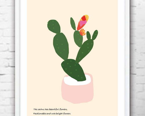 サボテンの花 送料無料 モダン イラスト ポスター アート アート