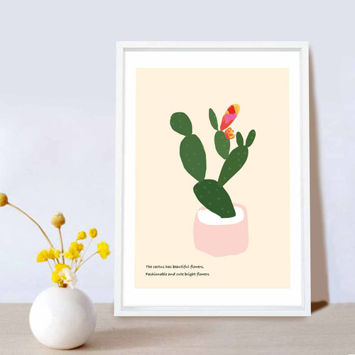 サボテンの花 送料無料 モダン イラスト ポスター アート アート