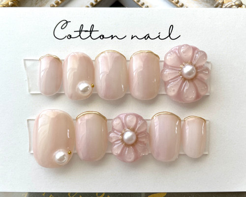 ネイルチップオーダー ぷっくりキルティング 水彩 ニュアンス 振袖成人