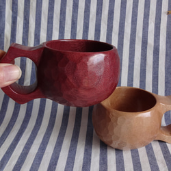 　パープルとメープルの一木彫りペアコーヒーカップ　♡ 9枚目の画像
