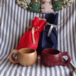 　パープルとメープルの一木彫りペアコーヒーカップ　♡ 3枚目の画像
