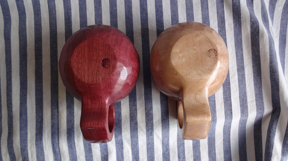 　パープルとメープルの一木彫りペアコーヒーカップ　♡ 7枚目の画像