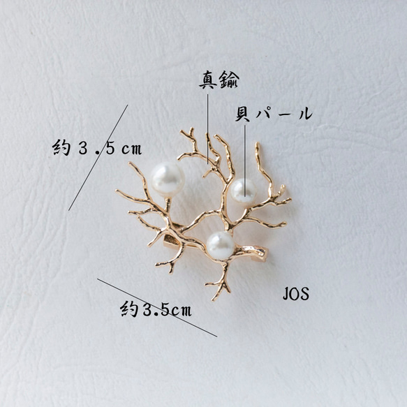 実になる木　シンプルなホワイト貝パールの実のブローチ　 8枚目の画像