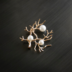 実になる木　シンプルなホワイト貝パールの実のブローチ　 9枚目の画像
