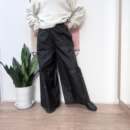 着物リメイク パンツ（ワイド）大島紬（男物） ポリエステル生地