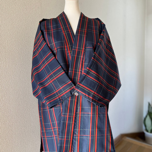 身幅54《格子大島紬のセットアップ》着物リメイク 身幅54《格子大島紬