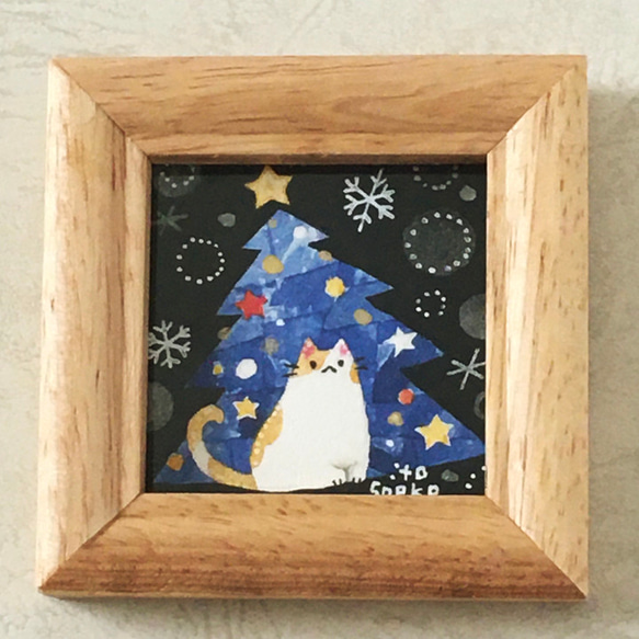 色鉛筆画A4 猫クリスマス10