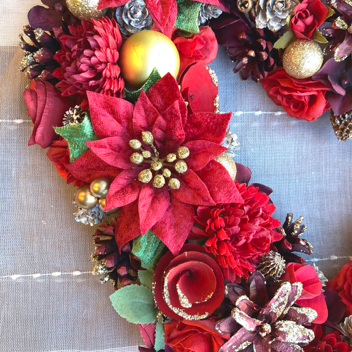 一点物【大人のクリスマス】ハート型クリスマスリース ラメ リース