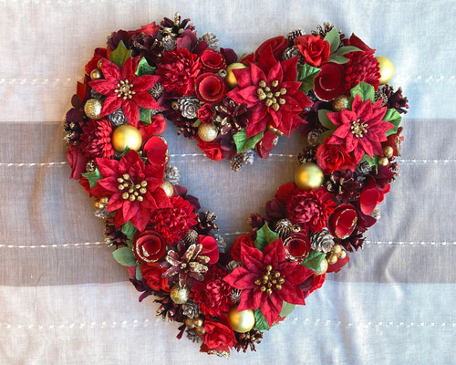 即日発送✨新品未使用✨クリスマス☆ハート型リース✨ 一点物【大人のクリスマス】ハート型クリスマスリース ラメ リース