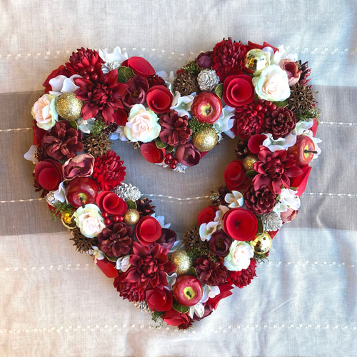 即日発送✨新品未使用✨クリスマス☆ハート型リース✨ 一点物【大人のクリスマス】ハート型クリスマスリース りんご リース