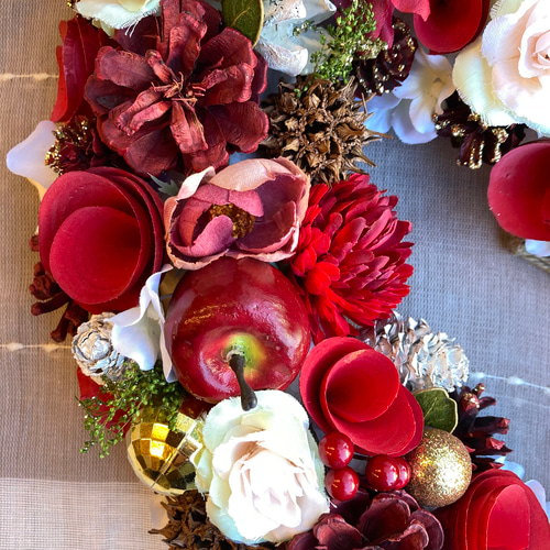 一点物【大人のクリスマス】ハート型クリスマスリース りんご リース