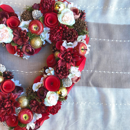 一点物【大人のクリスマス】ハート型クリスマスリース りんご リース