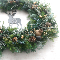 Christmas Wreath トナカイL -black- 3枚目の画像