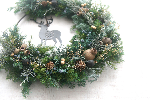 Christmas Wreath トナカイL -black- 3枚目の画像