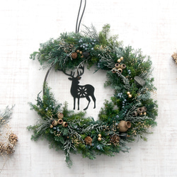 Christmas Wreath トナカイL -black- 4枚目の画像