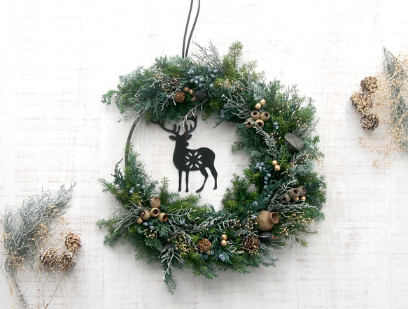 Christmas Wreath トナカイL -black- 4枚目の画像