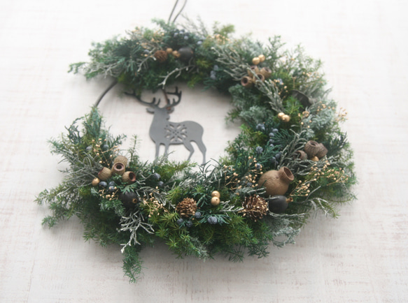 Christmas Wreath トナカイL -black- 2枚目の画像