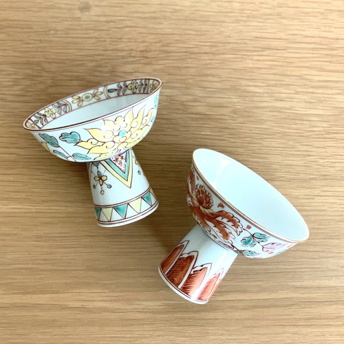 京焼・清水焼】京都 水野春陽窯 モダン和柄 色絵 高台小鉢 お椀