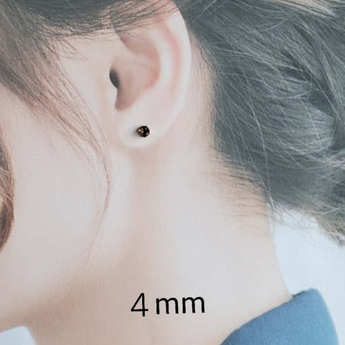 スモーキークォーツ4mm、6mmサージカルステンレススタッド スモーキークォーツ4mm、6mmサージカルステンレススタッド