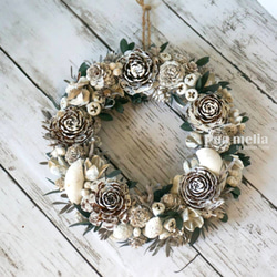 完売❤️早割❤️木の実達のXmasリース⭐️シダローズコットン22cm 完売❤️早割❤️木の実達のXmasリース⭐️シダローズコットン