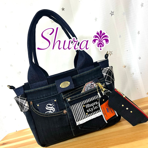 デニムリメイクバッグNo.172☆トートバッグ&コインポーチ
