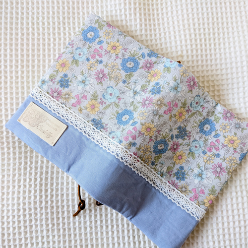 文庫本サイズ ブルー花柄×水色 ブックカバー ブックカバー mii 通販