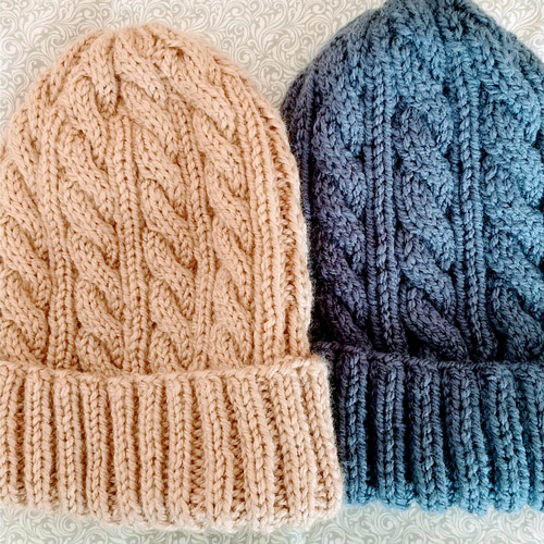 KARL DONOGHUE　ハンドメイド　ケーブル編みニット帽 ケーブル編み 手編み ニット帽子 ベージュ ニット帽・ビーニー