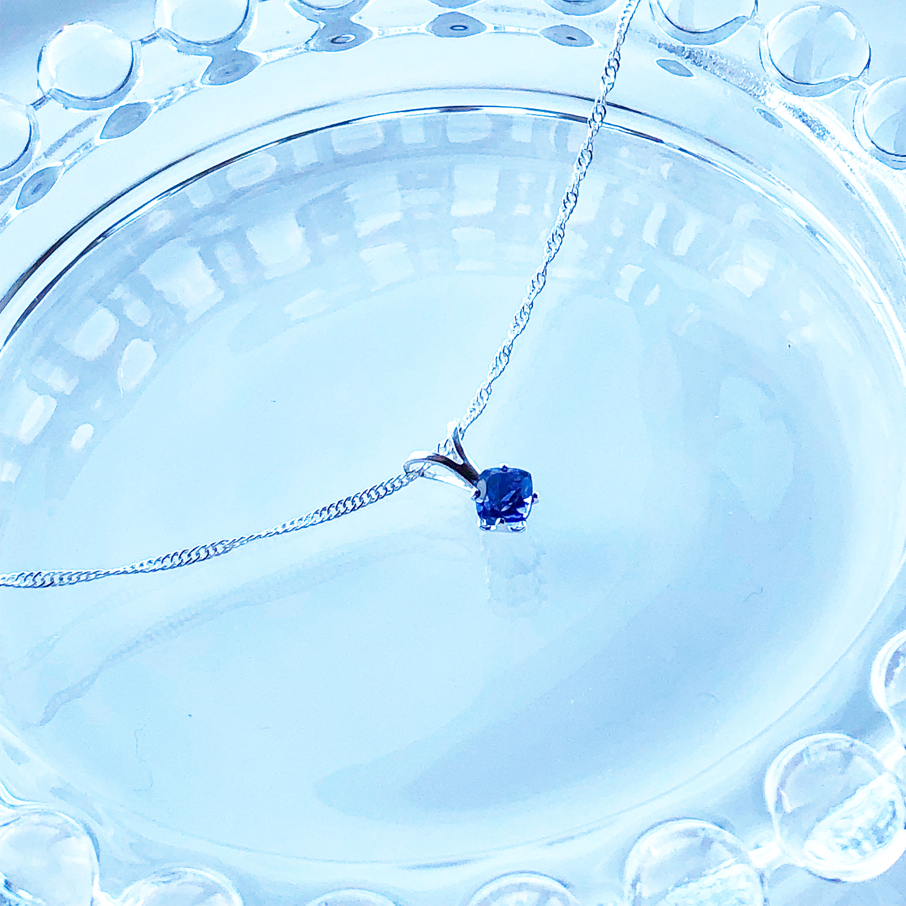 silver925 アイオライト〜スクエア☆*:.｡.プチネックレス【天然石ss】