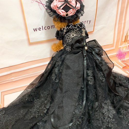 限定2着!漆黒の刺繡が豪華なBLACKカラーのロング丈ドレス 限定2着!漆黒の刺繡が豪華なBLACKカラーのロング丈ドレス