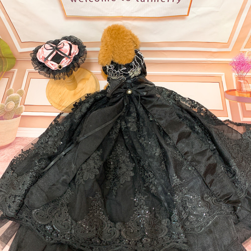 限定2着!漆黒の刺繡が豪華なBLACKカラーのロング丈ドレス 限定2着!漆黒の刺繡が豪華なBLACKカラーのロング丈ドレス