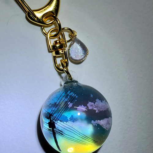 空レジン-帰り道の夕焼け（透明）キーホルダー 冬/クリスマス