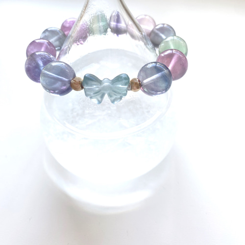 n様❁⃘*.゜フローライトブレスレットと同梱 5-459透明力の強さ。カラフルなフローライトの透明な精鋭たちの