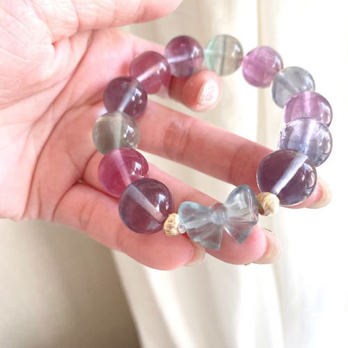 n様❁⃘*.゜フローライトブレスレットと同梱 5-459透明力の強さ。カラフルなフローライトの透明な精鋭たちの