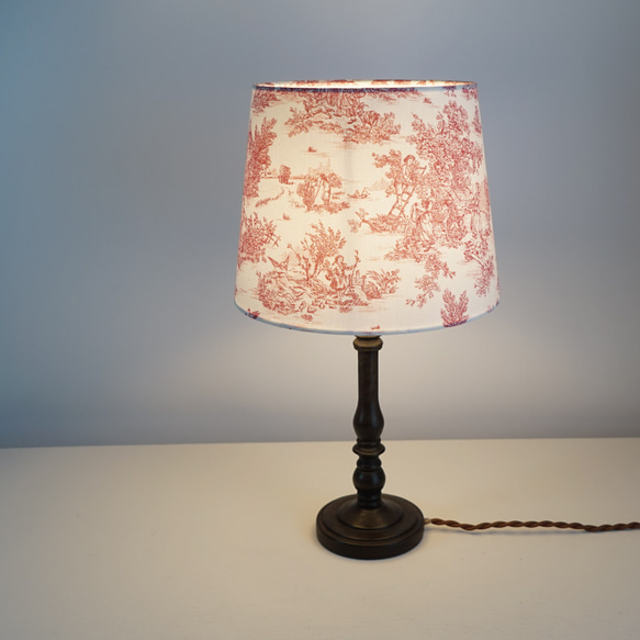 ◆HappyLamp◆Ｌサイズ/トワルドジュイ/レッド/テーブルランプ/照明/ギフト 3枚目の画像