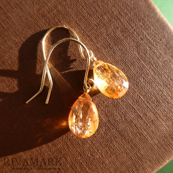 ブラジル産インペリアルトパーズピアス 大粒10mm 鮮やか発色「自然が