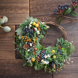 トキワガマズミの春のリース✳︎ドライフラワーwreathe◎22センチ