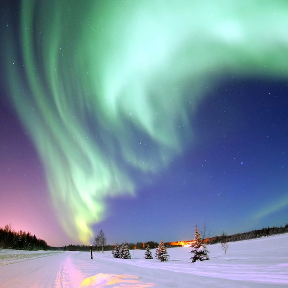 極光の祝福をあなたに〜幻想的なオーロラと雪原の夜景クリスマスポスターで心安らぐ冬のひとときを 5枚目の画像