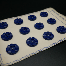 フランスアンティークプラスチックボタン（フラワーシェイプネイビーブルーL/L030）  2個セット 8枚目の画像