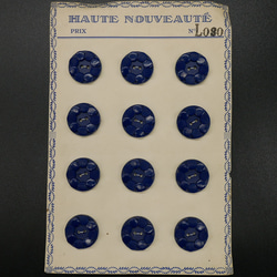 フランスアンティークプラスチックボタン（フラワーシェイプネイビーブルーL/L030）  2個セット 6枚目の画像