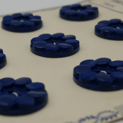フランスアンティークプラスチックボタン（フラワーシェイプネイビーブルーL/L030）  2個セット 5枚目の画像