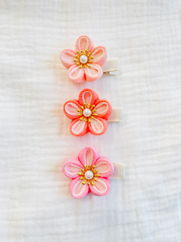 MOON ハンドメイド・手芸 ☆No.159 桜 つまみ細工 ベビーヘアクリップ