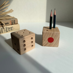 木製　サイコロ鉛筆スタンド　無垢材　5.5センチの正方形 7枚目の画像