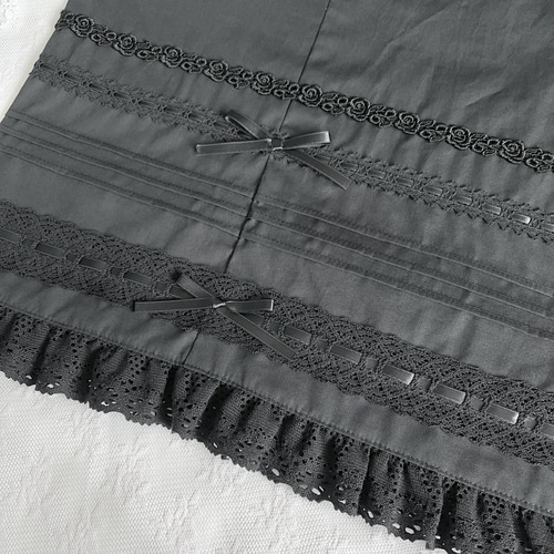 受注 2wayピンタックレースエプロン オフ白