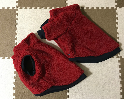 ☆犬服☆赤ボアジャケット ハンドメイド オーダー ペット服