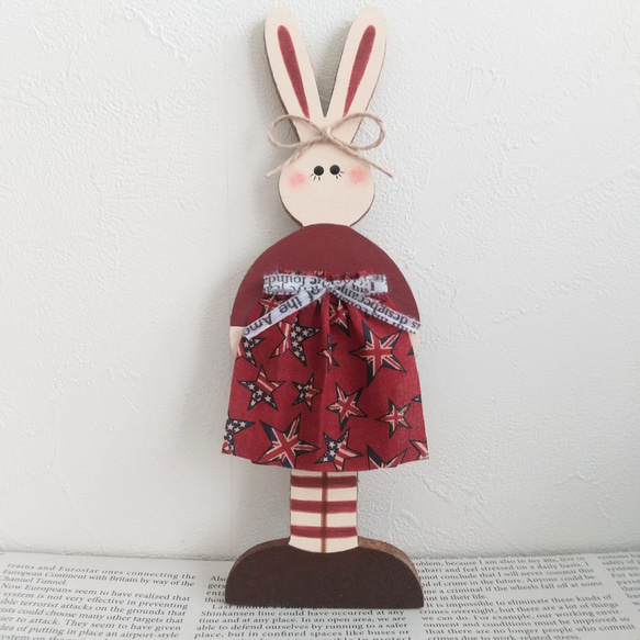 カントリードールうさぎ トールペイント その他人形 まめちゃん